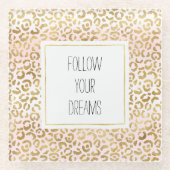 Goud Roze Wit Luipaard Print Glazen Onderzetter (Voorkant)