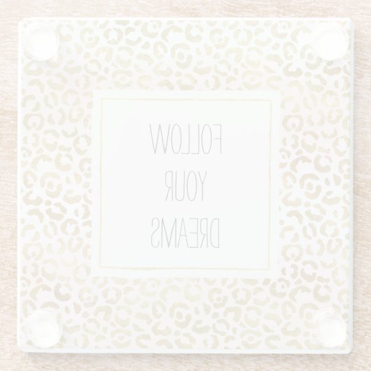 Goud Roze Wit Luipaard Print Glazen Onderzetter (Achterkant)