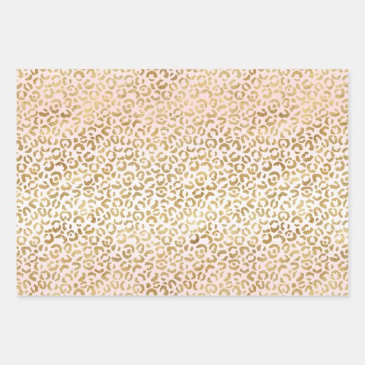 Goud Roze Wit Luipaard Print Inpakpapier Vel (Voorkant)
