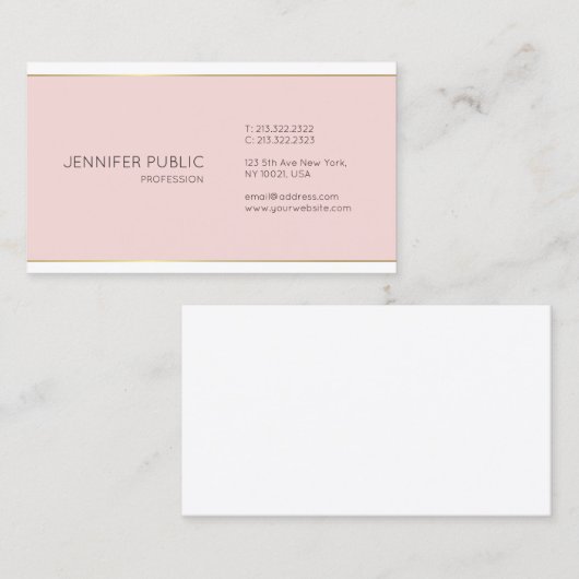 Goud roze witte, stijlvolle, elegante vormgeving m visitekaartje (Voorkant / Achterkant)