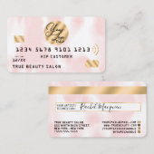 Goud Roze Witte Waterverf Credit Kaart Logo Visitekaartje (Voorkant / Achterkant)