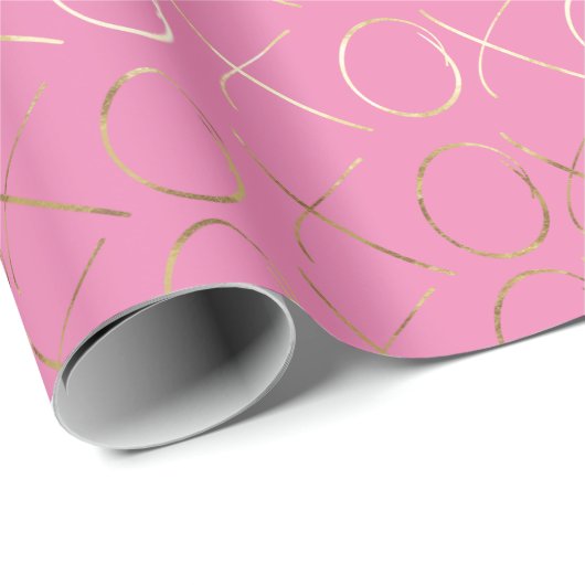 Goud Roze XOXO Cadeaupapier (Rol Hoek)