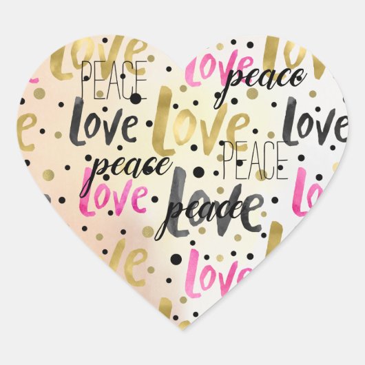 Goud Roze Zwart Confetti Liefde Vrede Hart Sticker (Voorkant)