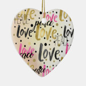 Goud Roze Zwart Confetti Liefde Vrede Keramisch Ornament (Rechts)