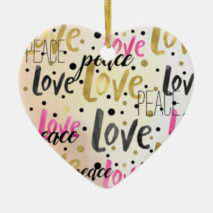 Goud Roze Zwart Confetti Liefde Vrede Keramisch Ornament