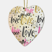 Goud Roze Zwart Confetti Liefde Vrede Keramisch Ornament (Links)