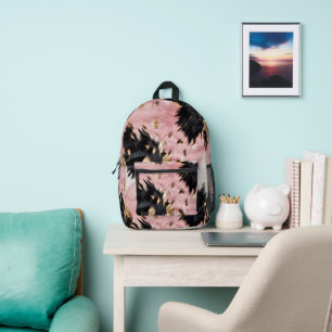 Goud Roze Zwart Cowgirl Koeienhuid Bedrukte Rugzak