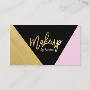 Goud Roze Zwart Make-up Modern Schrift Kwast Stree Visitekaartje
