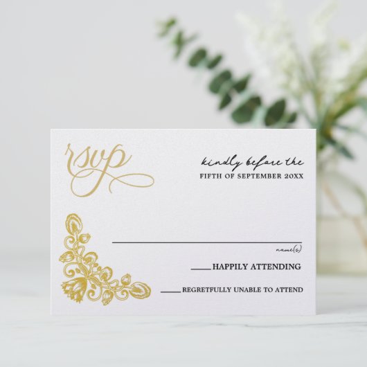  goud RSVP kaartje (Staand voorkant)