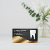 Goud Rustiek Grijs Hout Tand Tandheelkundige klini Visitekaartje (Staand voorkant)