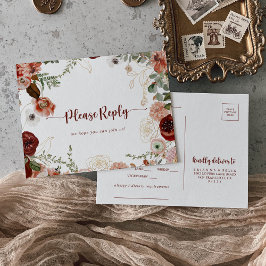 Goud Rustiek Kleurrijk Bloemen Menu Keuze RSVP