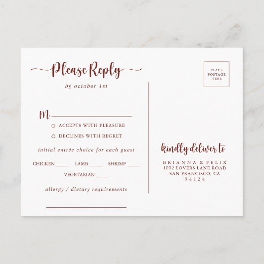 Goud Rustiek Kleurrijk Bloemen Menu Keuze RSVP (Achterkant)