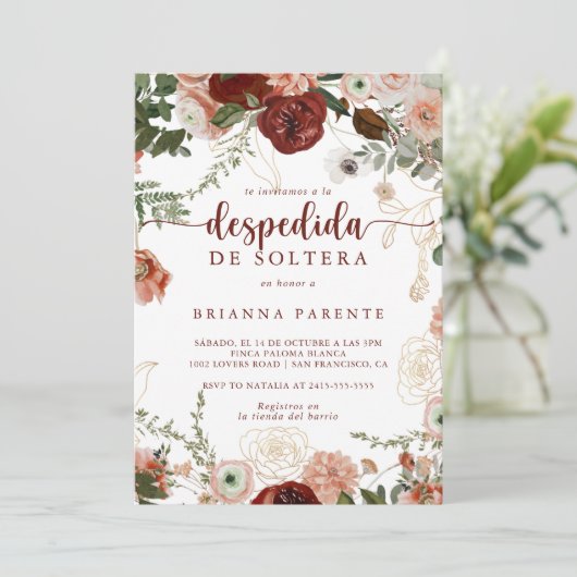 Goud rustiek Kleurrijk Bloemen Spaans Vrijgezellen Kaart (Staand voorkant)