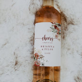 Goud Rustiek Kleurrijke Bloemen Proost Bruiloft Wijn Etiket