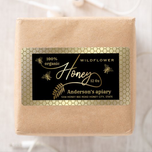 Goud rustieke bijen honing tak potje Label (Insitu)