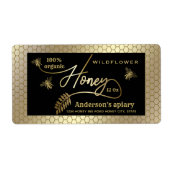 Goud rustieke bijen honing tak potje Label (Voorkant)