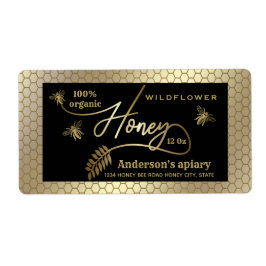 Goud rustieke bijen honing tak potje Label