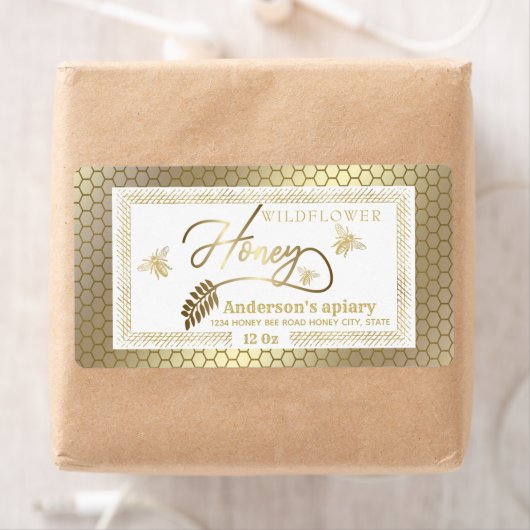 Goud rustieke bijen honing tak potje Label (Insitu)