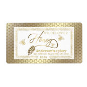 Goud rustieke bijen honing tak potje Label (Voorkant)