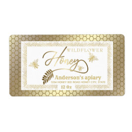 Goud rustieke bijen honing tak potje Label