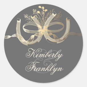 Goud rustieke Hoefijzers Country Bruiloft Ronde Sticker