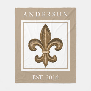 Goud ruw ijzer Fleur de Lis, gepersonaliseerd Fleece Deken