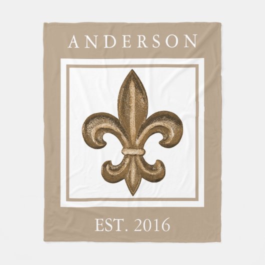 Goud ruw ijzer Fleur de Lis, gepersonaliseerd Fleece Deken (Voorkant)