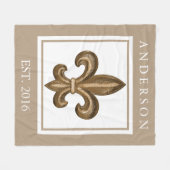 Goud ruw ijzer Fleur de Lis, gepersonaliseerd Fleece Deken (Voorkant (Horizontaal))