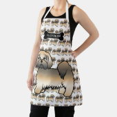 Goud Sable Lhasa Apso Cartoon Hond & Naam Schort (Insitu)
