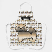 Goud Sable Lhasa Apso Cartoon Hond & Naam Schort (Voorkant)