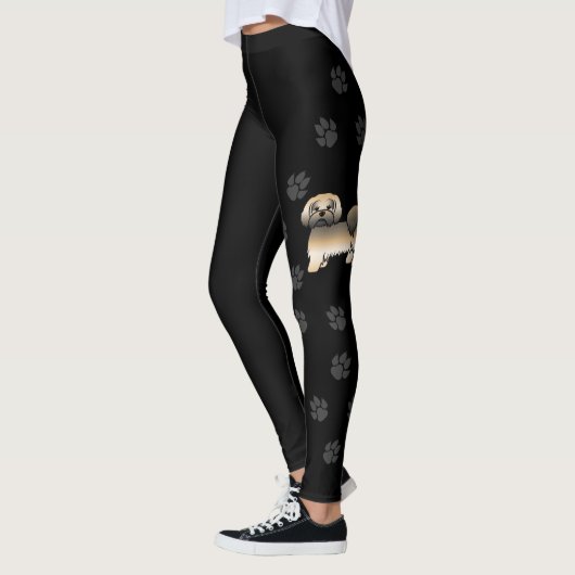 Goud Sable Lhasa Apso Cartoon Hond & Pootjes Leggings (Links)