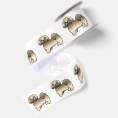 Goud Sable Lhasa Apso Cute Cartoon Hond Satijnen Lint (Achterkant)