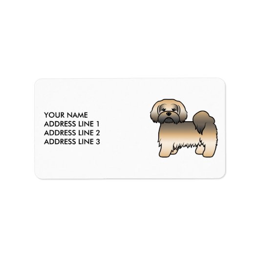 Goud Sable Lhasa Apso Cute Hond & Aangepaste Tekst Etiket (Voorkant)