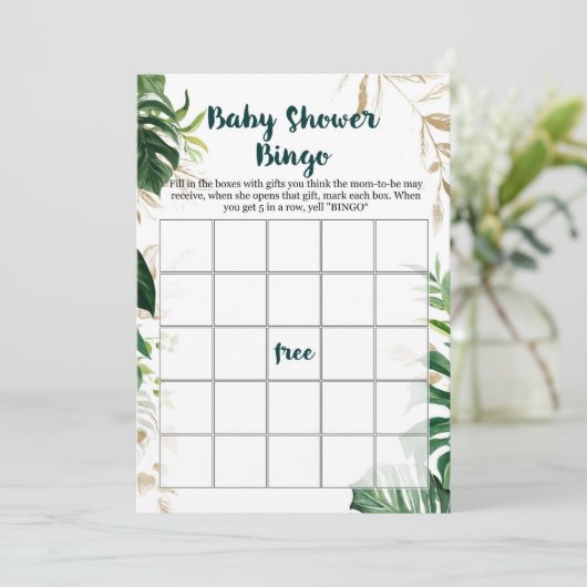 Goud Safari Baby Shower Bingo Spel Kaart (Staand voorkant)