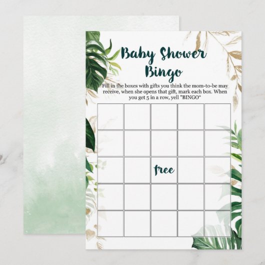 Goud Safari Baby Shower Bingo Spel Kaart (Voorkant / Achterkant)