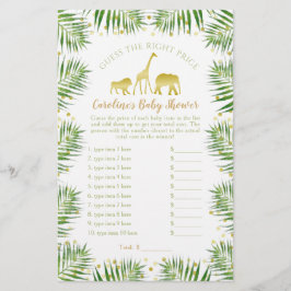 Goud Safari Dieren Baby Shower Raad de Prijs Spel
