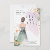 Goud Salie Groen Eucalyptus Save The Date (Voorkant)