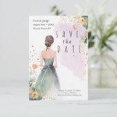 Goud Salie Groen Eucalyptus Save The Date (Staand voorkant)