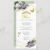 Goud Salie Groen Paarse Princesa Quinceañera Menu (Voorkant / Achterkant)