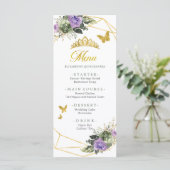 Goud Salie Groen Paarse Princesa Quinceañera Menu (Staand voorkant)