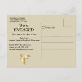 Goud Satijn & Gouden bloem Verloving Uitnodiging Briefkaart (Achterkant)