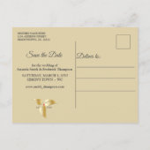 Goud Satijn & Ivoor bloem pracht Aankondigingskaart (Achterkant)