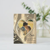 Goud Satijn & Ivoor bloem pracht Aankondigingskaart (Staand voorkant)