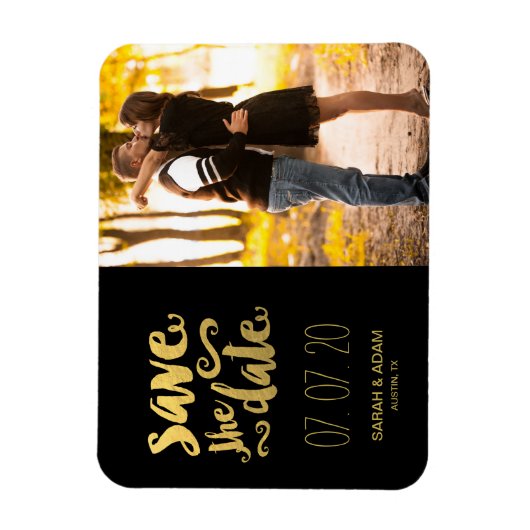 Goud Save Onze Datum | De datummagneet opslaan Magneet (Verticaal)