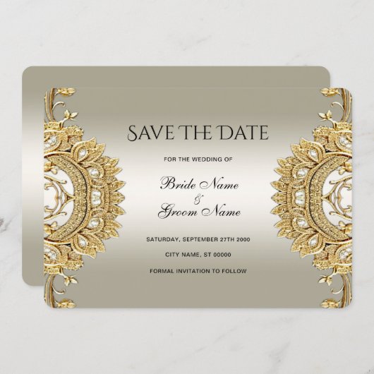 Goud  Save the Date Kaart (Voorkant / Achterkant)
