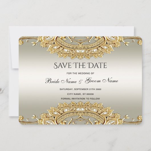 Goud  Save the Date Kaart (Voorkant)