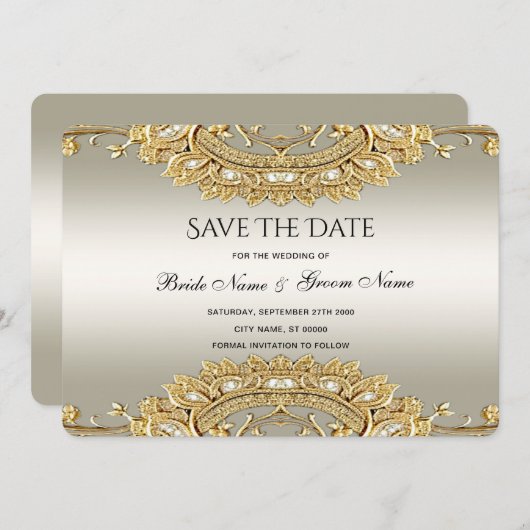 Goud  Save the Date Kaart (Voorkant / Achterkant)