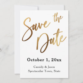 Goud Save the Date Typografie, Bokeh Zwarte Achter