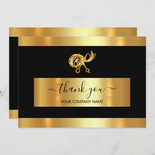 Goud schaar-logoHartelijk dank voor uw zakelijke t Kaart (Voorkant / Achterkant)