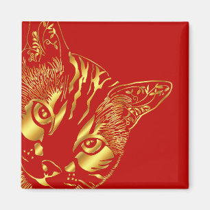 goud schattig gezicht kat magneet